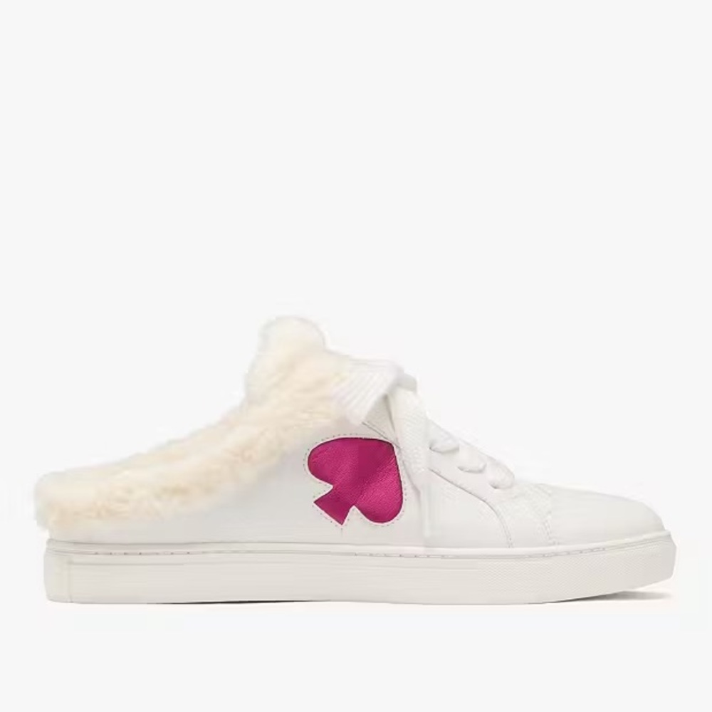 Kate Spade White and Pink Fez Mules